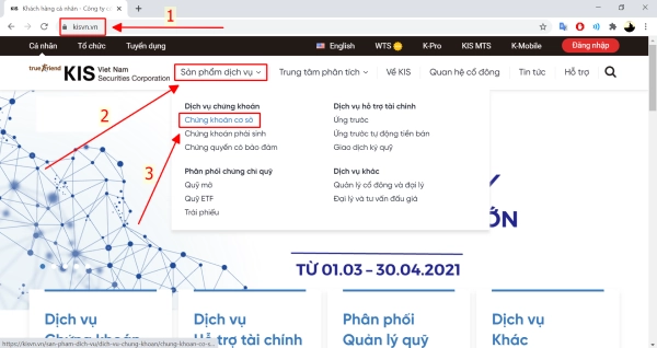 Mở tài khoản chứng khoán trên Website