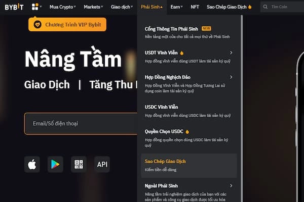 Lựa chọn tính năng sao chép giao dịch - Copy Trade Bybit