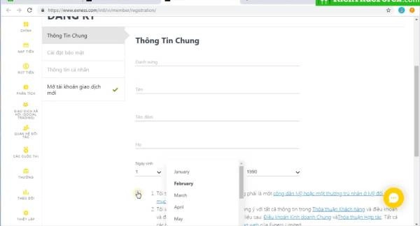 Nhập thông tin chung