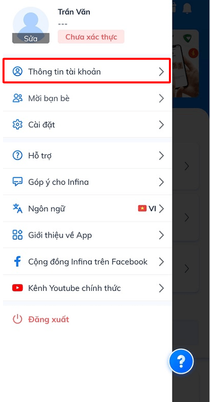 Nhấp vào hình đại diện ở góc trái màn hình