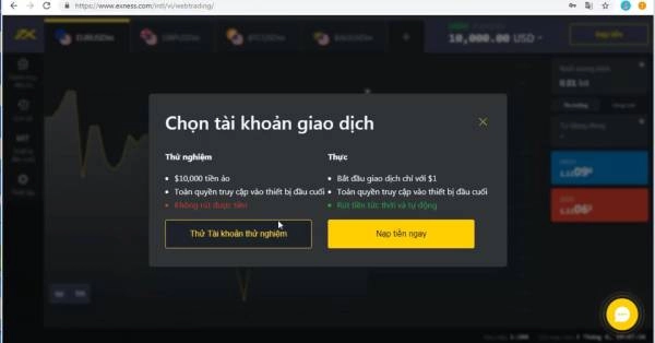 Chọn loại tài khoản