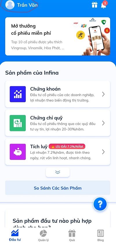 Nhấp vào hình đại diện ở góc trái màn hình